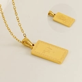 18K vergulde roestvrijstalen Ox-zodiak ketting met vierkante hanger en deity achterkant - Os Stijl (ZYG1025-牛)