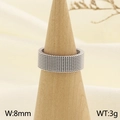 Bague en maille tressée en acier titane argenté, anneau minimaliste de 8 mm de large style mesh - US 6 / Argenté
