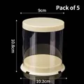 Mini round 2-inch Christmas cupcake gift box with 10.8cm height and clear display body - Round Transparent Cake Box 2 Inch Beige 5Pcs