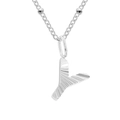 Silver stainless steel whale tail pendant necklace with delicate beaded chain detail - Letter Y / Silver