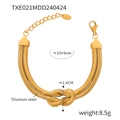 Gold titanium steel double-layer snake chain bracelet with a knotted center design - 15+5cm / Gold Bracelet