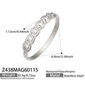 Silver stainless steel geometric chain bangle with 6.0cm inner diameter and polished finish - Brushed Line Buckle Style (Z438) / Silver