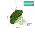 Creative broccoli glass Christmas ornament with green glitter finish for holiday decor - Cauliflower Ornament