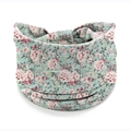 Light blue floral rose pattern stretch headband for women in soft knitted fabric - Style 42