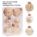 Set di palline di Natale da 6cm in corda di canapa con dettagli in legno e perle - Corda di Canapa Tipo B 6cm 6Pz