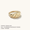 Tabla detallada de tallas US 5, 6 y 7 para el anillo de acero inoxidable en oro de 14K - US 5 / Dorado