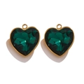 Paire de pendentifs en cristal vert émeraude en forme de cœur et cadre doré - Style D Vert Foncé