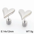 Polished silver heart stud earrings in stainless steel for women 14x12mm size - Steel