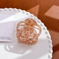 Elegante pinza per capelli a camelia in acetato color pesca con finitura lucida - Caffè-5.6cm