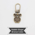 Universal detachable rabbit shaped zipper puller replacement in vintage bronze finish - Rabbit - Bronze