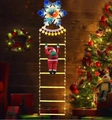 Detail of LED Christmas ladder light with Santa figure and warm glowing snowflakes - Colorful Snowflake [Warm Light]