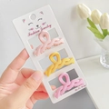 Three-piece matte candy-colored mini hair claws in pink and yellow for high ponytail - Pink Series - Twist