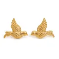 Elegant gold stainless steel bird stud earrings featuring detailed feathered wings - Gold (KD3371)
