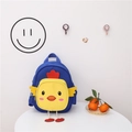 Blue canvas toddler backpack with yellow chick design and cute wings for kindergarten - Blue