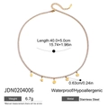 Detail of 18k gold plated stainless steel necklace with five charm shapes and dimensions - Multi-Charm Heart Star Disc Necklace (JDN0204006)