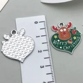 Enamel reindeer Christmas charm with Merry Christmas text and size measurement - Green Christmas Reindeer 23x22mm