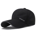 Quick-dry black baseball cap with laser-cut mesh vents and reflective sports logo - Black