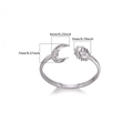 Silver open ring with moon and sun celestial design featuring detailed dimensions - Silver Sun Moon (JZ5563P)