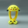 Yellow plush Pikachu hat with moving ears and cute cartoon features for children - Large Size (Moving Ears) / Yellow Cartoon Character (Moving Ears)