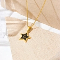 Golden necklace with a black star pendant featuring a gold letter G on textured stones - Letter G Style (D112)