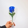 Handmade blue chenille stem rose with white pearl and elegant gift packaging - Finished Royal Blue Rose