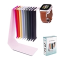 Rosa L-förmiger Edelstahl-Armbandhalter für Apple Watch inklusive Verkaufsverpackung - Macaron Rosa Mit Farbkasten