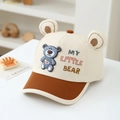 Detail der Kinder-Baseballkappe mit 3D-Silikon-Bärenohren und My Little Bear Aufdruck - 52cm (3-6 Jahre) / Cremeweiß