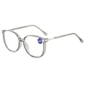 Lunettes de lecture œil de chat gris transparent avec verres anti-lumière bleue +1,00 - 0.00 Dioptrie / Gris Transparent
