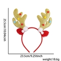 Cerchietto natalizio con corna di renna dorate glitterate, orecchie rosse e pompon bianchi - Pompon Corna Oro
