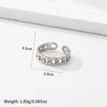 Silver adjustable curb chain ring in stainless steel weighing 1.85g with 0.5cm width - Curb Chain Design (199) / Steel