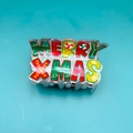 Colorful MERRY XMAS acrylic hair claw clip with festive glitters for holiday parties - NOEL Holiday Alphabet Enamel