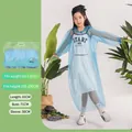 Disposable blue kids raincoat set of 5 made of durable waterproof plastic material - Set / Kids Sky Blue