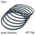Set of 7 black cable-textured stainless steel bangles with 70mm inner diameter - 7-Row Black