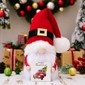 Christmas gnome plush with red knitted hat and Merry Christmas wooden sign decoration - Knit Hat Holding Wood Sign Rudolph - Male