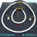 Set di gioielli in perle di conchiglia bianche da 3 pezzi con chiusura dorata su espositore - Oro (KS222692-Z)