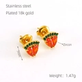 Watermelon stud earrings in stainless steel with 18k gold plating and colorful zircons - Watermelon Shape / 18K Gold