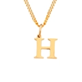 Collar minimalista de acero inoxidable dorado con un colgante pulido de la letra H - Letra H (Oro Rosa)