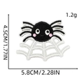 Detail of black spider and white web embroidered patch with precise size measurements - Horror Style Patch 7# (Spider)