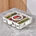 White and transparent plastic spice storage box with lid measuring 28cm x 21cm x 6.5cm - Cream White - 4 Long Cells