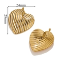 Golden heart pendants with wavy texture and white enamel detail, size 24mm by 28mm - Stripes-White