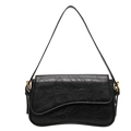 Black vintage crinkled leather underarm bag with asymmetrical flap and gold hardware - Black