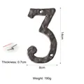 Vintage brown rusted cast iron house number 3 with screws for wall decoration - Number 3 / Brown Rust