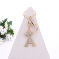 Gold crystal rhinestone letter A keychain with crown ornament and lobster clasp - Letter A / Gold