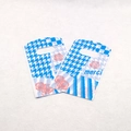 Mini floral plastic gift bags featuring pink roses and merci text for jewelry packing - No. 99 (Rose Merci)