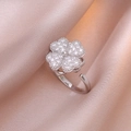 Silver four-leaf clover rotating ring with sparkling zircon stones and adjustable band - Rotating Silver Ring / Silver