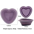 Purple heart-shaped foldable silicone makeup brush cleaning bowl with textured surfaces - Heart / Taro Purple