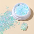 Iridescent light blue-green hexagonal nail glitter sequins for DIY manicure art - Korean Large Sequins #09