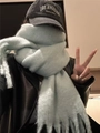 Soft light blue mohair scarf paired with a vintage black embroidered baseball cap - Light Green