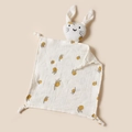 Doudou lapin pour bébé en mousseline de coton avec motif citron jaune et nœuds - Citron / 30*30 cm