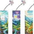 Set di tre segnalibri per diamond painting con paesaggi naturali e ciondoli a farfalla - Paesaggio Naturale Montagne e Cielo Stellato (SQ-190) / Set di 3 (Materiali Opzionali)